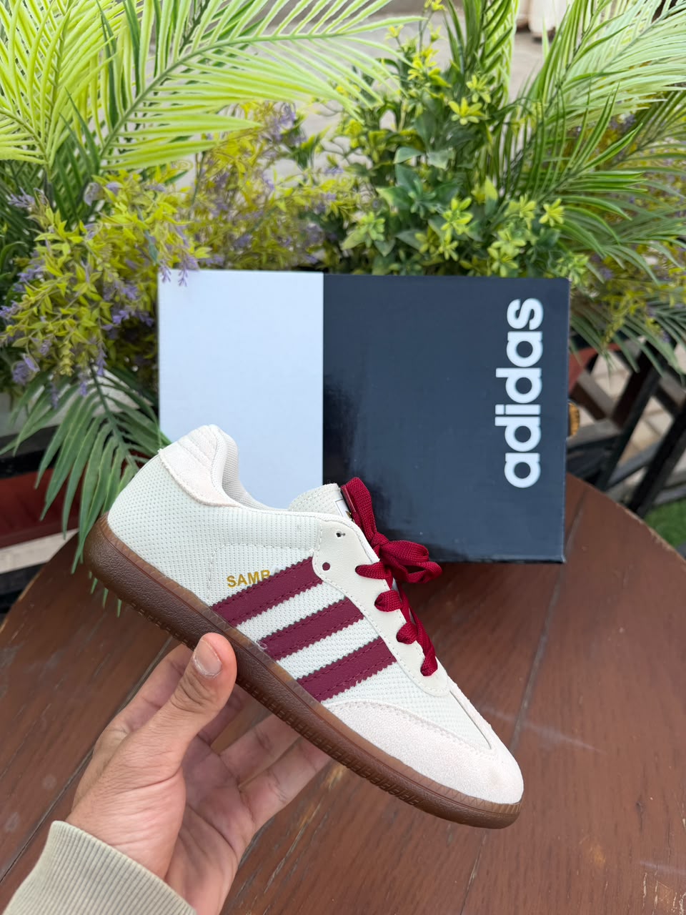 Beige&burgundy Adidas Samba High quality🌸